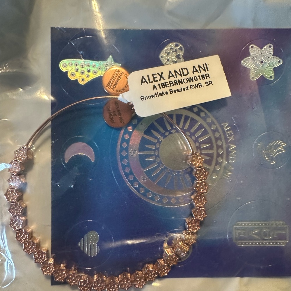 Rose gold/ Copper Alex & Ani Beaded Snowflake Bangle